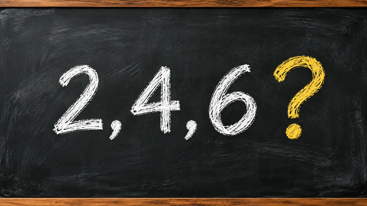 The numbers 2, 4, 6 on a blackboard, the puzzle Peter Wason used to show confirmation bias